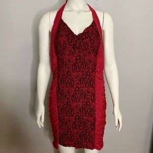 ❌SOLD❌ Solar party dress | rich red w black lace
